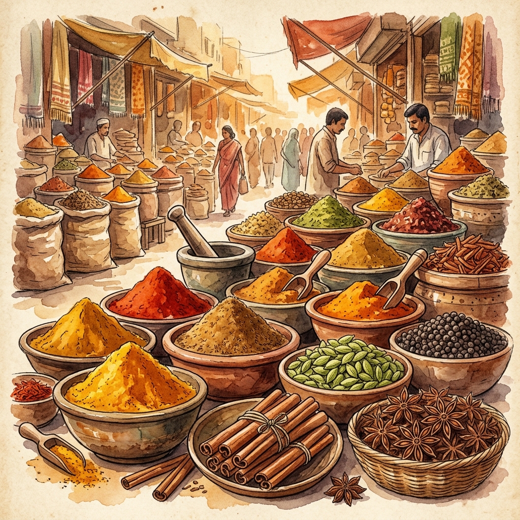 Chettinad spices and regional Indian dishes